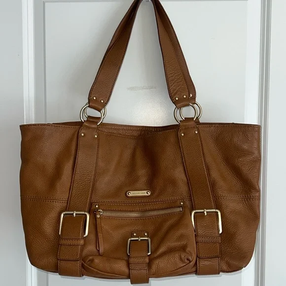 Michael Kors Large Pebbled Leather Carmel Camel Brown Shoulder Bag Hobo Satchel - Picture 1 of 15